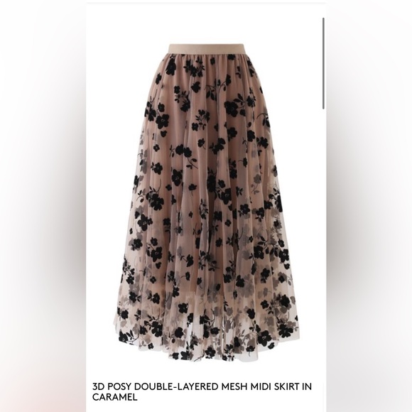 Chicwish Dresses & Skirts - Chicwish 3D Posy Double Layered Black Floral Mesh Skirt